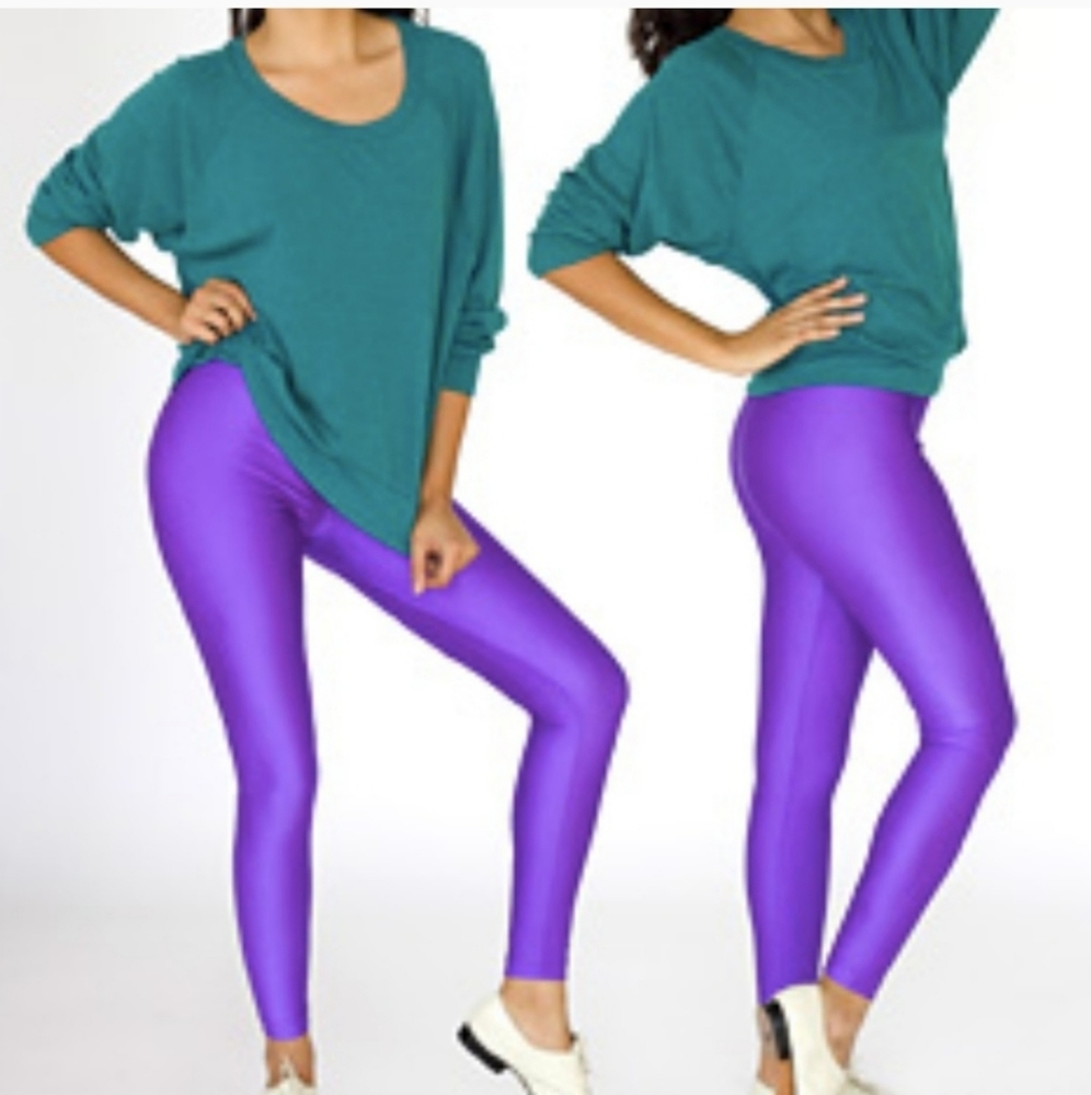 Purple American Apparel Nylon Tricot Leggings